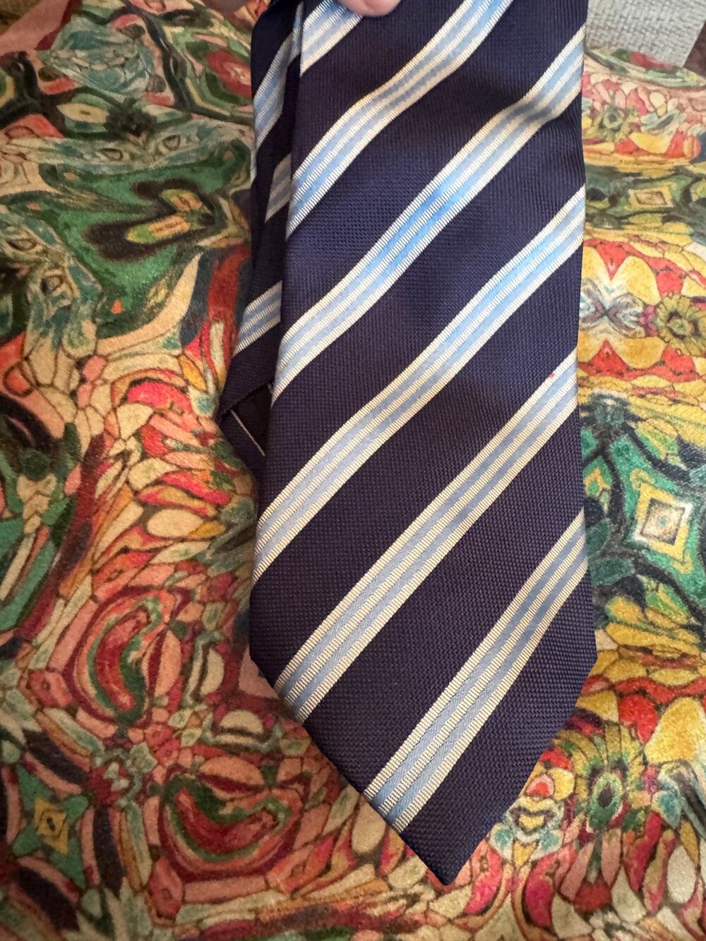 Corneliani Blue Striped Silk Tie Luxury Designer Neck Tie Made in Italy